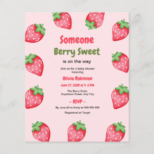 Someone Berry Sweet Strawberry Baby Shower Invite  Flyer
