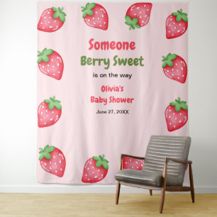 Someone Berry Sweet Strawberry Baby Shower Tapestry