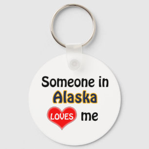 Someone in Alaska Loves me Keychain