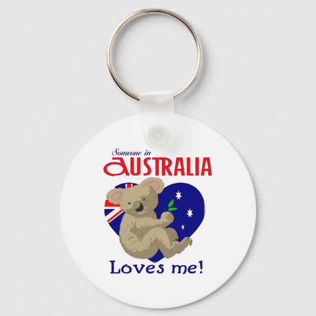 Someone in Australia Loves Me  Koala Keychain (Front)
