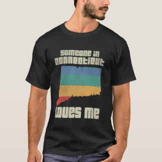 Someone In Connecticut Loves Me Retro Land Map Sta T-Shirt