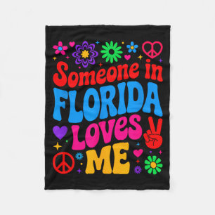 Someone In Florida Loves Me Boho Floral Peaceful C Fleece Blanket