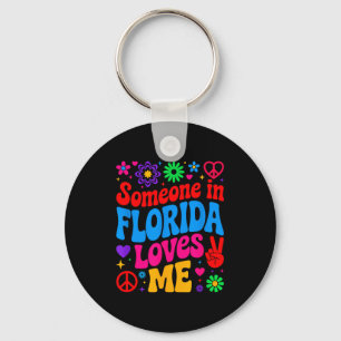 Someone In Florida Loves Me Boho Floral Peaceful C Keychain