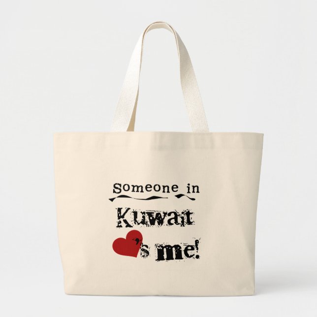 Someone In Kuwait Loves Me Large Tote Bag (Front)