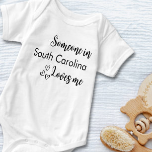Someone In..Loves Me Personalized Black Text Baby Bodysuit