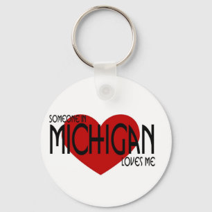 Someone in Michigan Loves Me Keychain
