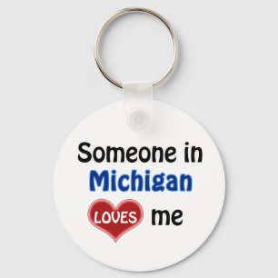 Someone in Michigan Loves me Keychain