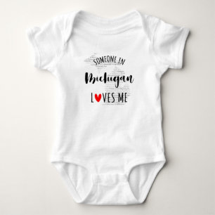 Someone In Michigan Loves Me Map Baby Bodysuit