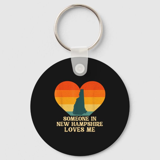 Someone In New Hampshire Loves Me Nh Us State Retr Keychain (Front)