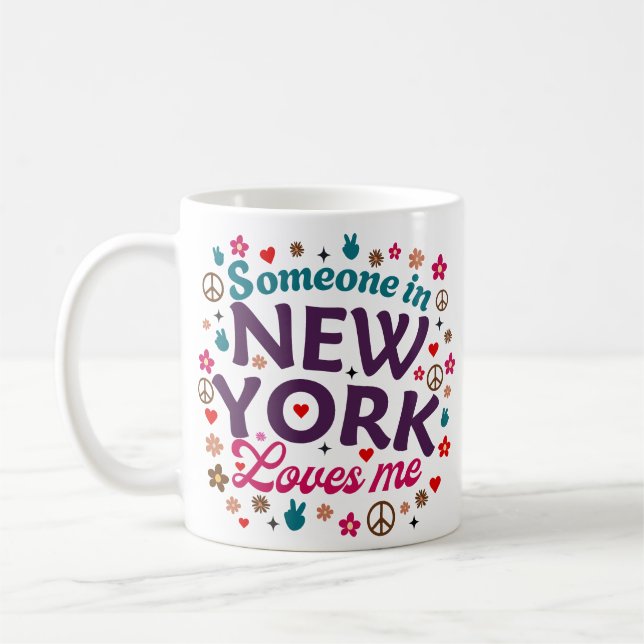 Someone in New York Loves Me Retro Funny Design Coffee Mug (Left)