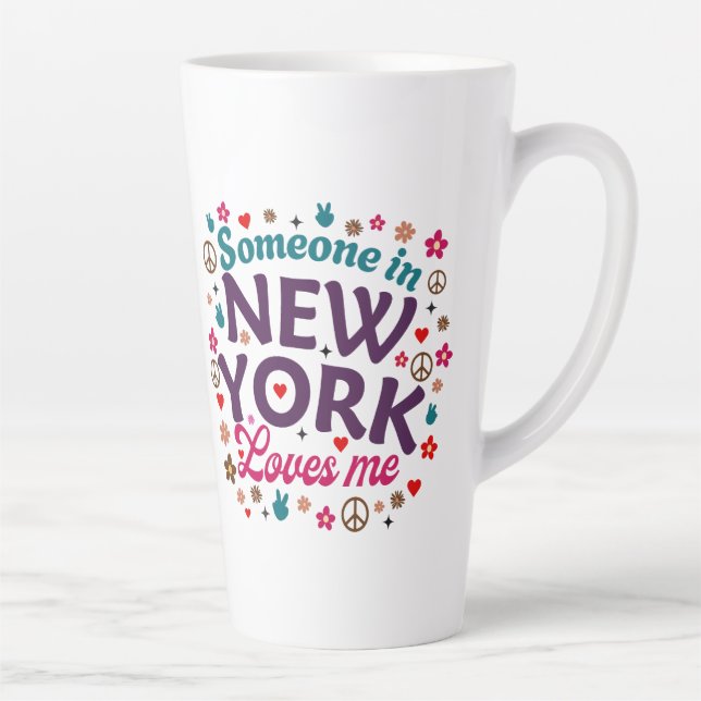 Someone in New York Loves Me Retro Funny Design Latte Mug (Right)