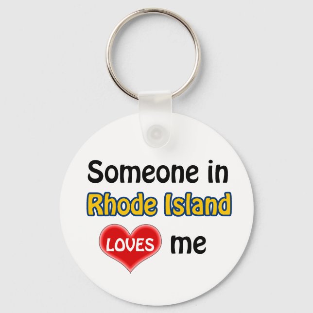 Someone in Rhode Island Loves me Keychain (Front)
