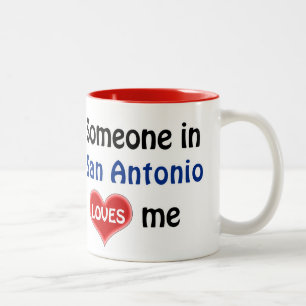 Someone in San Antonio loves me Two-Tone Coffee Mug