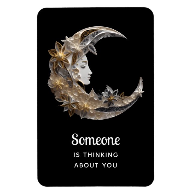 Someone is thinking about You Face in the Moon Magnet (Vertical)