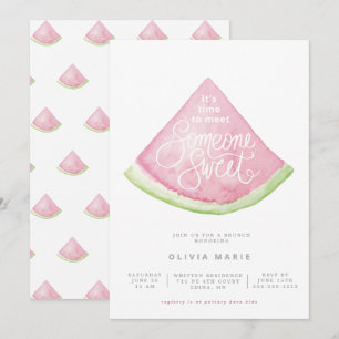 Someone Sweet watercolor watermelon shower design  Invitation