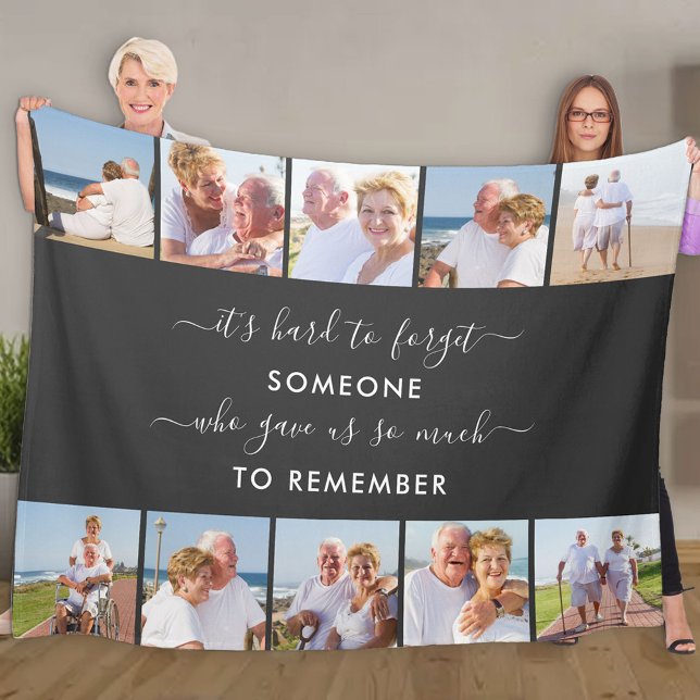 Someone to Remember 10 Memory Photo Collage Black Fleece Blanket (Creator Uploaded)
