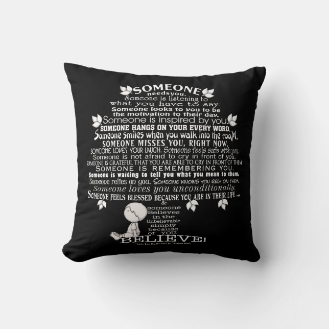 SOMEONE Tree Throw Pillow (Front)