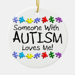 Someone with Autism Loves Me Autism Puzzle Ceramic Ornament