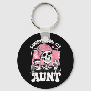 Someones Cool Aunt Cool Auntie Club Skeleton Skull Keychain