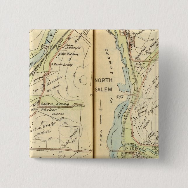 Somers, New York 2 Inch Square Button (Front)