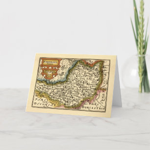 Somerset County England Old Antiquarian Atlas Map Card
