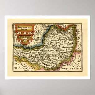 Somerset County England Old Antiquarian Atlas Map Poster