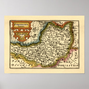 Somerset County England Old Antiquarian Atlas Map Poster