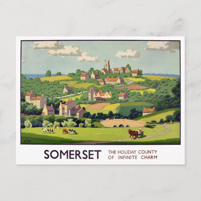 Somerset England vintage travel Postcard (Front)