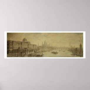 Somerset House, St. Paul's Cathedral and Blackfria Poster