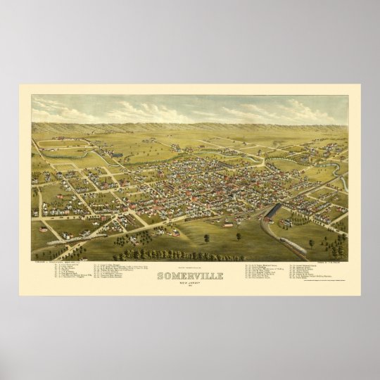 Somerville, NJ Panoramic Map - 1882 Poster | Zazzle.ca