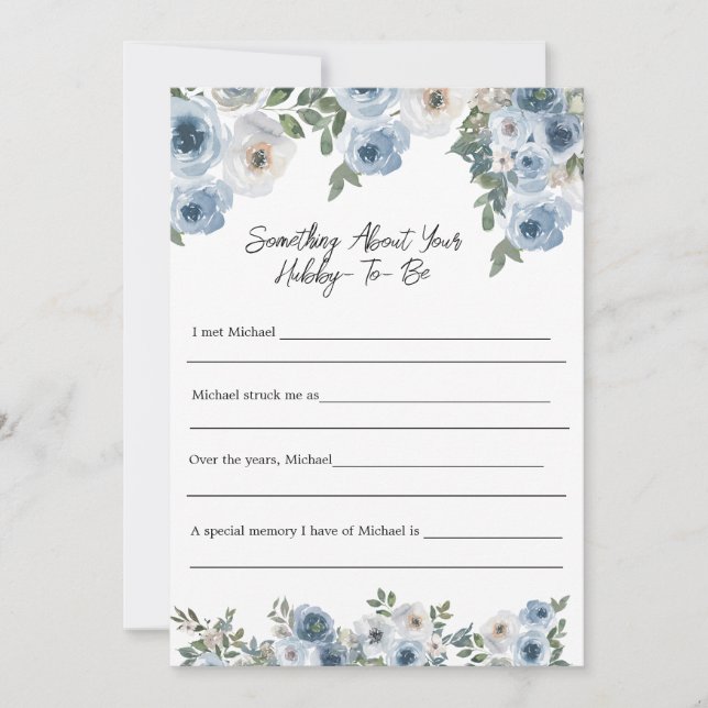 Something About Hubby Bridal Shower Game Card (Front)
