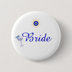 Something Blue and Greek Bridal Shower 2 Inch Round Button