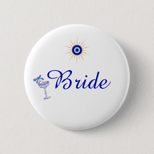  Something Blue and Greek Bridal Shower 2 Inch Round Button (Front)