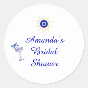 Something Blue and Greek Bridal Shower Classic Round Sticker