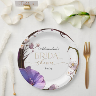Something Blue: Baby’s Breath & Flax Bridal Shower Paper Plate