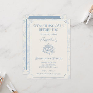 Something Blue Before I Do Bachelorette Itinerary  Invitation