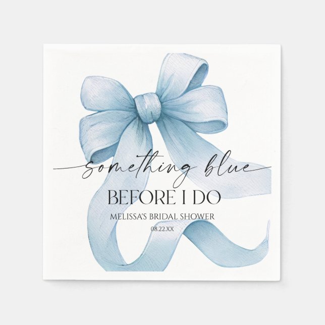 Something Blue Before I Do Blue Bow Bridal Shower Napkin (Front)