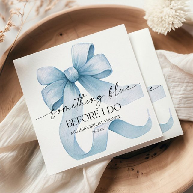 Something Blue Before I Do Blue Bow Bridal Shower Napkin (Creator Uploaded)
