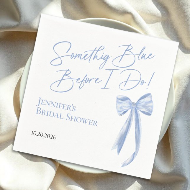 Something Blue Before I Do Blue Bow Bridal Shower Napkin (Creator Uploaded)