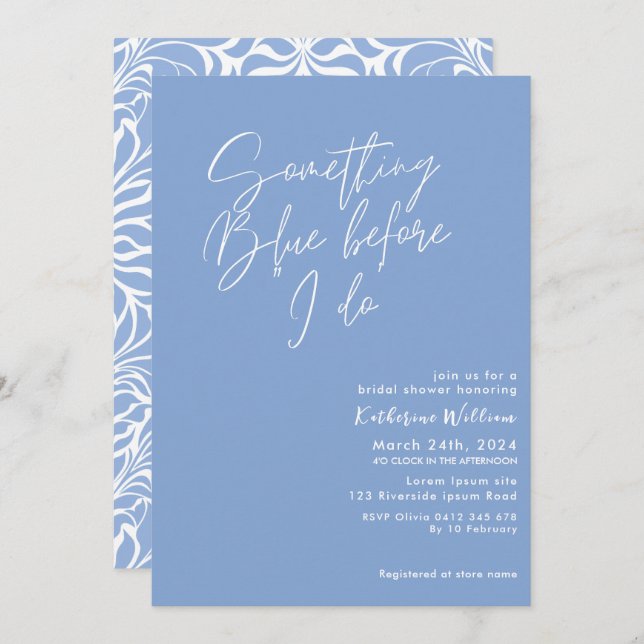 Something blue before i do blue bridal shower invitation (Front/Back)