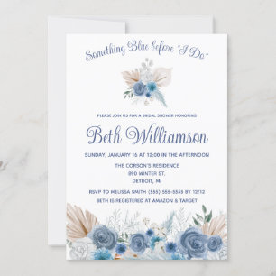 Something Blue before I Do! Boho Bridal Shower Invitation