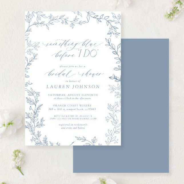 Something Blue Before I Do Botanical Bridal Shower Invitation (Creator Uploaded)