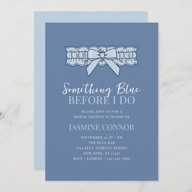 Something Blue Before I Do Bow Bridal Shower Invitation (Front/Back)