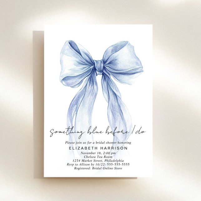 Something Blue Before I Do Bow Bridal Shower Invitation (Something Blue Before I Do Bow Bridal Shower Invitation)