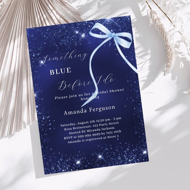 Something blue before I do bow Bridal Shower Invitation (Creator Uploaded)