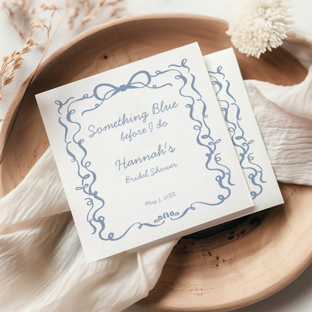Something Blue Before I Do Bow Bridal Shower Napkin (Creator Uploaded)