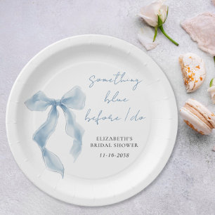 Something Blue Before I Do Bow Bridal Shower Paper Plate