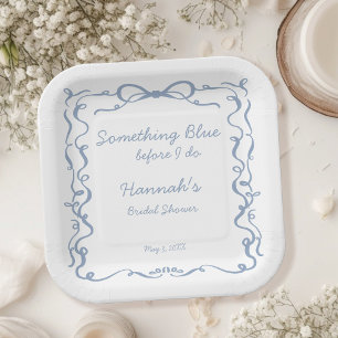 Something Blue Before I Do Bow Bridal Shower Paper Plate
