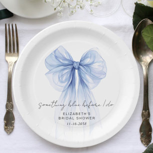 Something Blue Before I Do Bow Bridal Shower Paper Plate