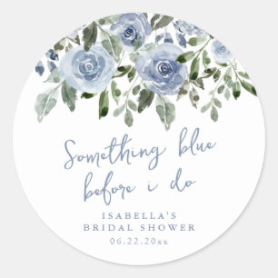 Something Blue before I do bridal shower Classic Round Sticker
